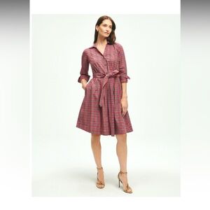 EUC BROOKS BROTHERS Cotton A-Line Plaid Shirt Dress. Very comfortable and light.